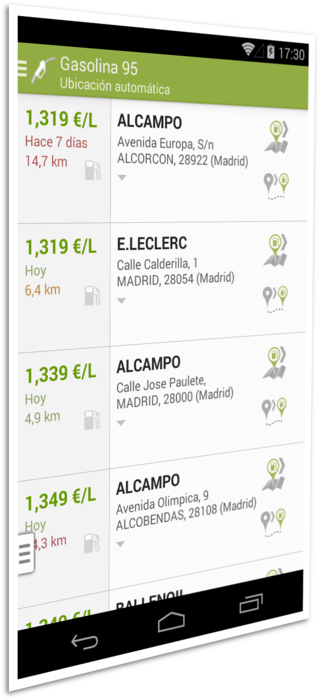 Screenshot 1 of the Gasoline and Diesel Spain app